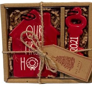 RAE DUNN Our First Home Ornament 2021 RED HOUSE KEY